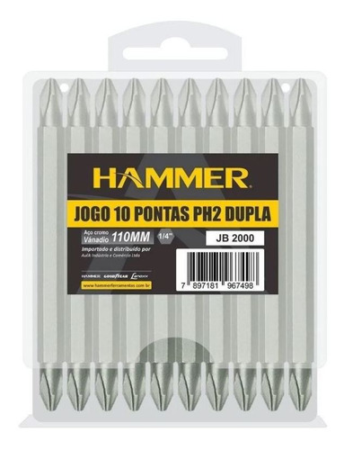 Jogo De Bits/ponteiras 110mm 10 Peças Gyjb2000 Hammer