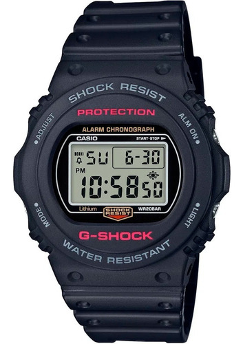 Relógio Casio Masculino G-shock Digital Preto Dw-5750e-1dr Cor Da Correia Preto Cor Do Bisel Preto Cor Do Fundo Preto