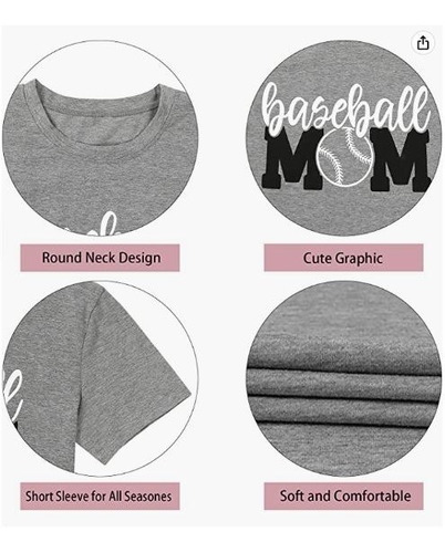Imagen 5 de 5 de Camiseta De Béisbol Para Mamá, Manga Corta