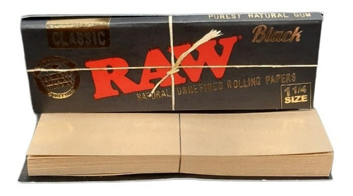 Imagen 2 de 7 de Papel Para Armar Raw Connoisseur Black - 1/4 + Tips Sedas