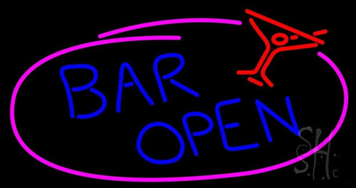 Letrero Led Neon Bar Open Abierto Copa Ancho 50cm Luminoso