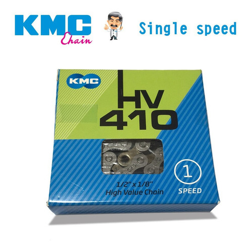 Imagen 2 de 5 de Cadena Bicicleta Kmc Hv410 1 Velocidad Gray - Racer Bikes