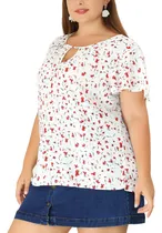 Comprar Blusas Talla Grande De Chifón Camisa Manga Corta Con Volante