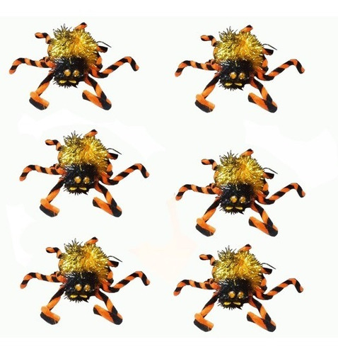 Imagen 2 de 3 de Araña Negra X 6 Tarántula Halloween Fiesta Decoración