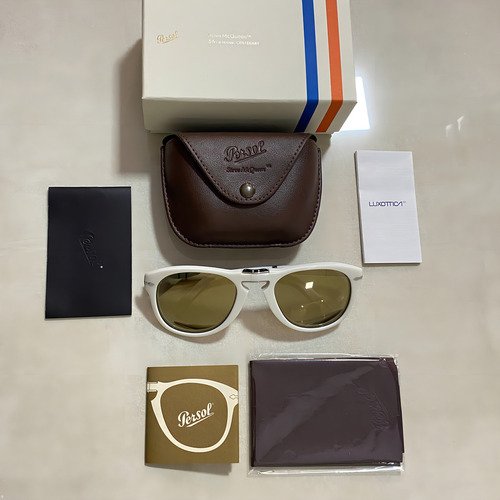 Óculos Solar Aviador Persol Po0714sm 1191am 54 Steve Mcqueen Armação Marfim - Brilho Haste Marfim - Brilho Lente Dourada Espelhada