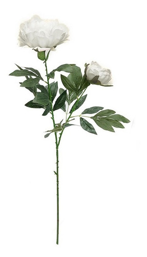 Vara Flor Peonía Artificial Blanca 87cm Grande Planta