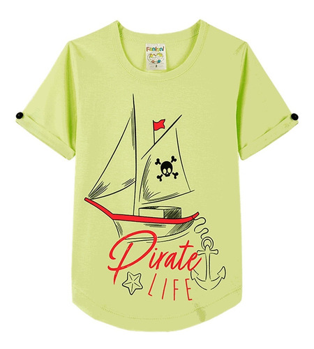 Conjunto Infantil Menino Short Camiseta Pirata Tamanh 1 Ao 3