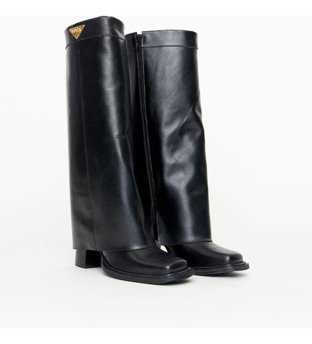 Bota Couro Com Capa E Salto Bloco Feminino Lança Perfume