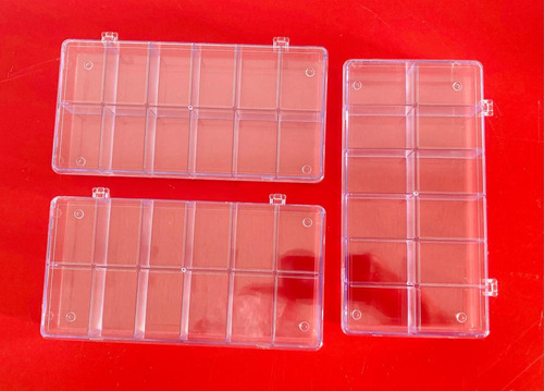 Cajas Plastico Transparentes Con 12 Divisiones 450grs 3pzas