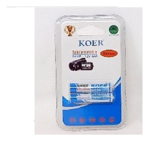 Imagen 1 de 2 de Set De 2 Pilas Aaa Recargables 18671