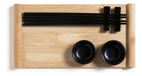 Set De Sushi Para 2 P - 7 Piezas Bambú & Porcelana Sendai