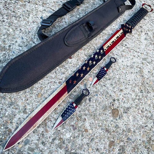 Espada Ninjato De 70 Cm De 2 Filo Con A Kunais Master