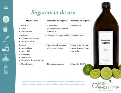 Extracto Destilado Limón 1 Litro 100% Puro