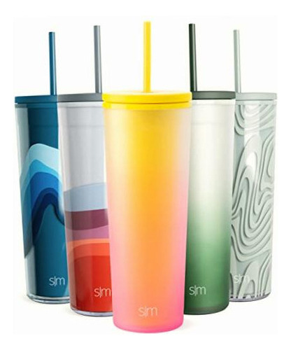 Simple Modern Plastic Tumbler With Lid And Straw | Reusable Color Ombre: Malibu Sunshine
