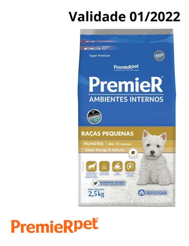 Ração Premier Cães Filhote Raça Pequena Frango/salmão 2.5kg