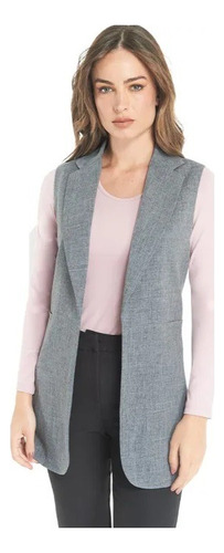 Chaleco Básico Blazer Largo De Mujer 