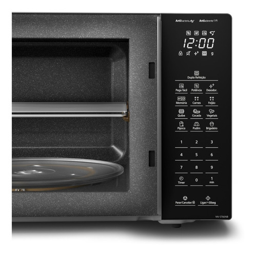 Micro-ondas Nn-st66nbruk Dupla Refeição Preto Panasonic 220v