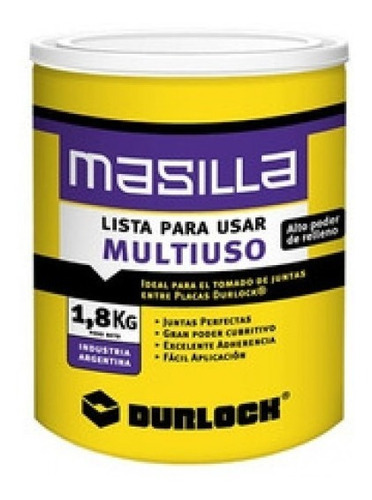 Masilla Placas De Yeso Durlock Multiuso 1,8 Kg Lista P/ Usar