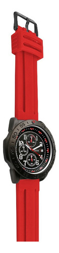 Reloj Bisel Giratorio De Hombre 45 Mm Cronógrafo Y Fechador Correa Rojo Bisel Negro Fondo Negro