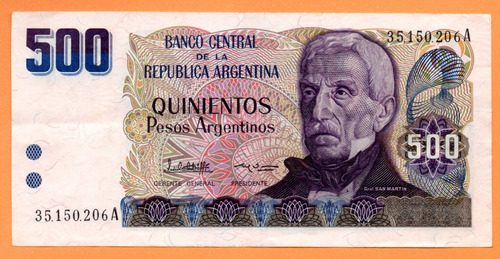 Billete 500 Pesos Argentinos, Bottero 2626a, Año 1984 Mb 