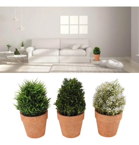 3 Plantas Artificiales Falsas Mini Plantas En Maceta