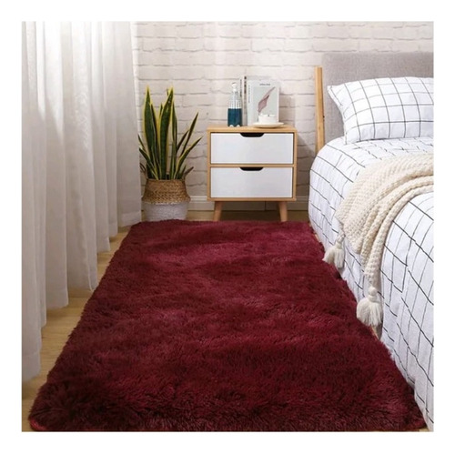Alfombras Peludas Para Living 200x300 Burdeo Burdeo
