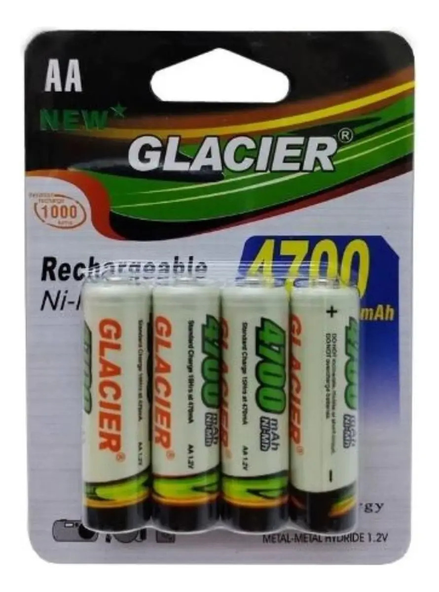 Pilha Recarregável Glacier AA 4700mAh Kit 4 Unidades Ni-MH