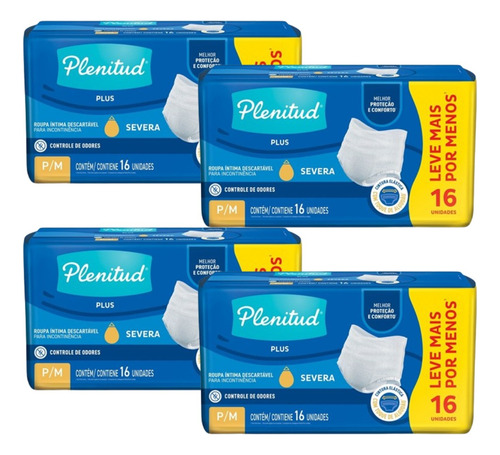 Pack 4 Pct Roupa Íntima Plenitud Plus Severa Pm C16 Ggx C16