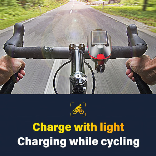 Luz Solar Para Bicicleta Con Bocina, Carga Usb, Lámpara Dela