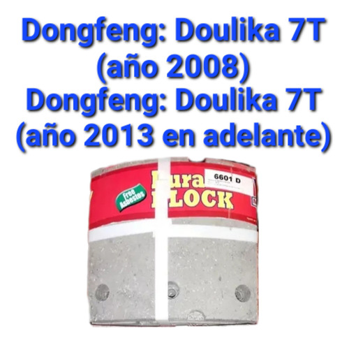 Bandas De Frenos 6601 Para Dongfeng Doulika 7t (traseras)