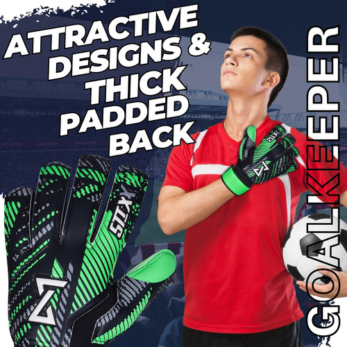 Guantes De Portero Stixx Modelo Juvenil Con Agarre Antidesli Verde/negro Talle
