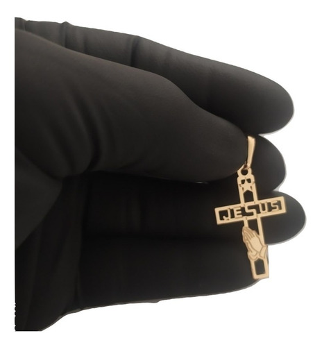 Pingente Rellicari Crucifixo Escrito Banhado A Ouro 18k R017