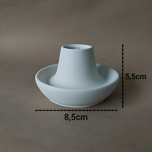 Porta Velas + Porta Fósforos Artesanal Em Cimento Branco