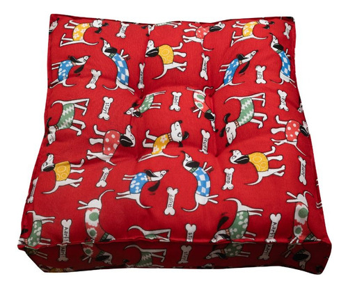Futon 50x50cm Almofada Assento Turco Colorido Decorativo Cor Red Dog Desenho Do Tecido Estampado