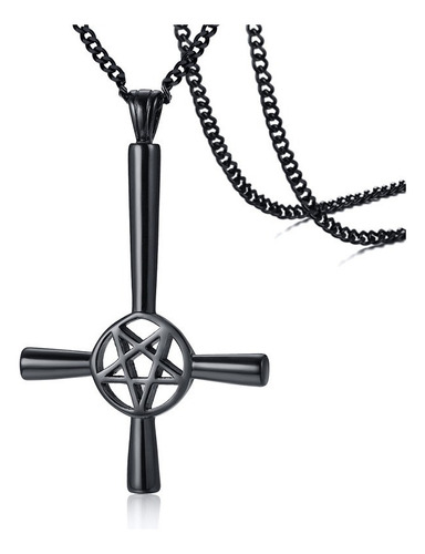 Collar Con Forma De Cruz Satánica, Amuleto De Pentagrama Inv