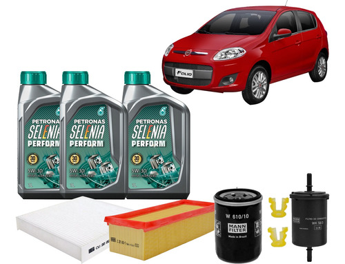 Kit Revisão 5w30 Fiat Palio 1.0 1.4 2010 A 2020 Evo Flex