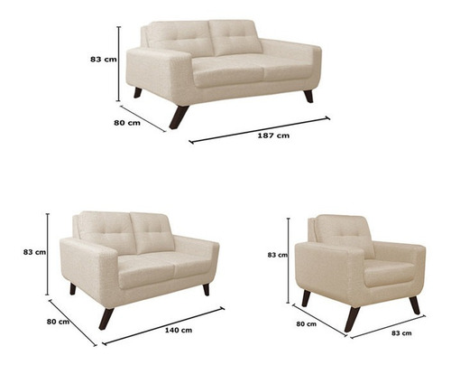 Mueble Juego De Sala Casabella Raissa 3-2-1