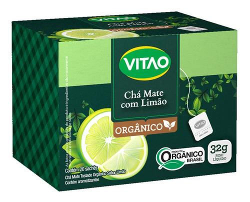 Chá-mate Orgânico Sabor Limão Sachê 32g (01 Cx - 20 Sachês)