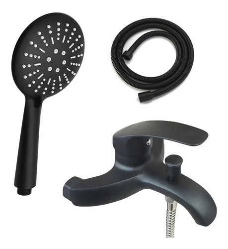 Llave Monomando Tina Ducha Moderna Negro Mate De Lujo