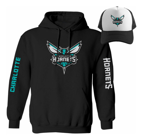 Kit De Sudadera + Gorra Sublimada Modelo Charlotte Hornets