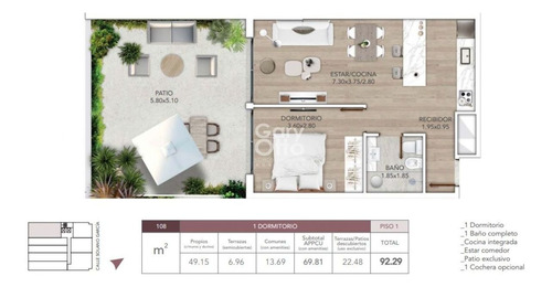 Imagen 8 de 8 de Luminoso Apartamento De 1 Dormitorio Con Patio En Punta Carretas