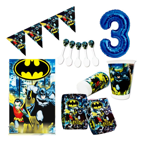 Set Kit Decoracion Batman 12 Niños + Obsequio