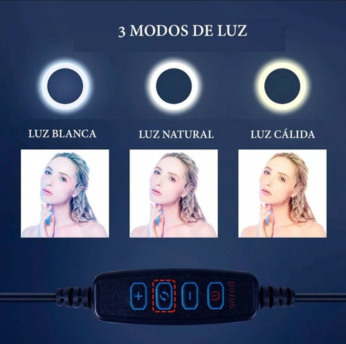 Aro De Luz Led 26cm + Trípode 2m + Adaptador Celular Camara