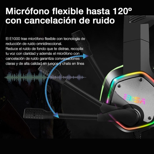 Imagen 3 de 10 de Auriculares Gamer Headset Eksa E1000 Rgb Usb Multiplataforma