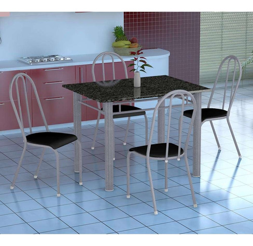 Conjunto De Mesa Genova Com 4 Cadeiras Alicante Branco Pr