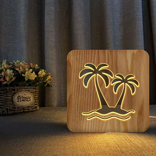 Lámpara Led 3d De Madera Islas: Decoración Creativa Para Reg