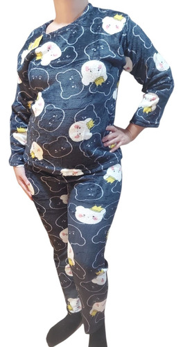 Pijama Juvenil Peluche Liviano Soft Estampado (36-40)