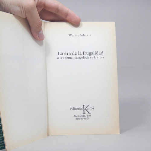 La Era De La Frugalidad Warren Johnson Edi Kairós 1981 N5