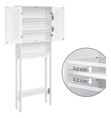 Estantería Para Baño Sobre Inodoro 4 Niveles Ajustable Blanc