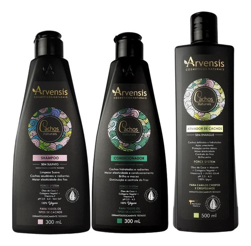 Kit Arvensis Cachos Shampoo + Cond. + Ativador Crespos 500ml